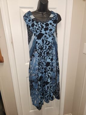 🍉Orientique Sleeveless Blue Floral  Dress